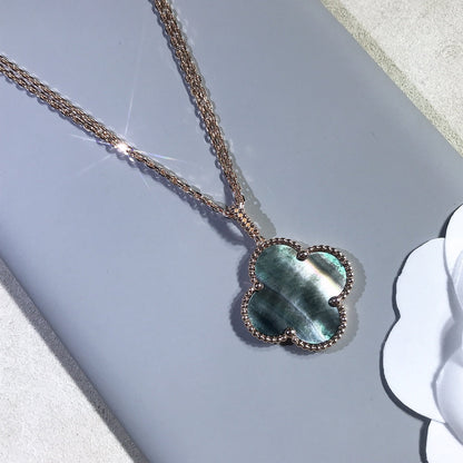 [Eterna Jewels]CLOVER 25MM GOLD DARK MOP BIG CLOVER NECKLACE