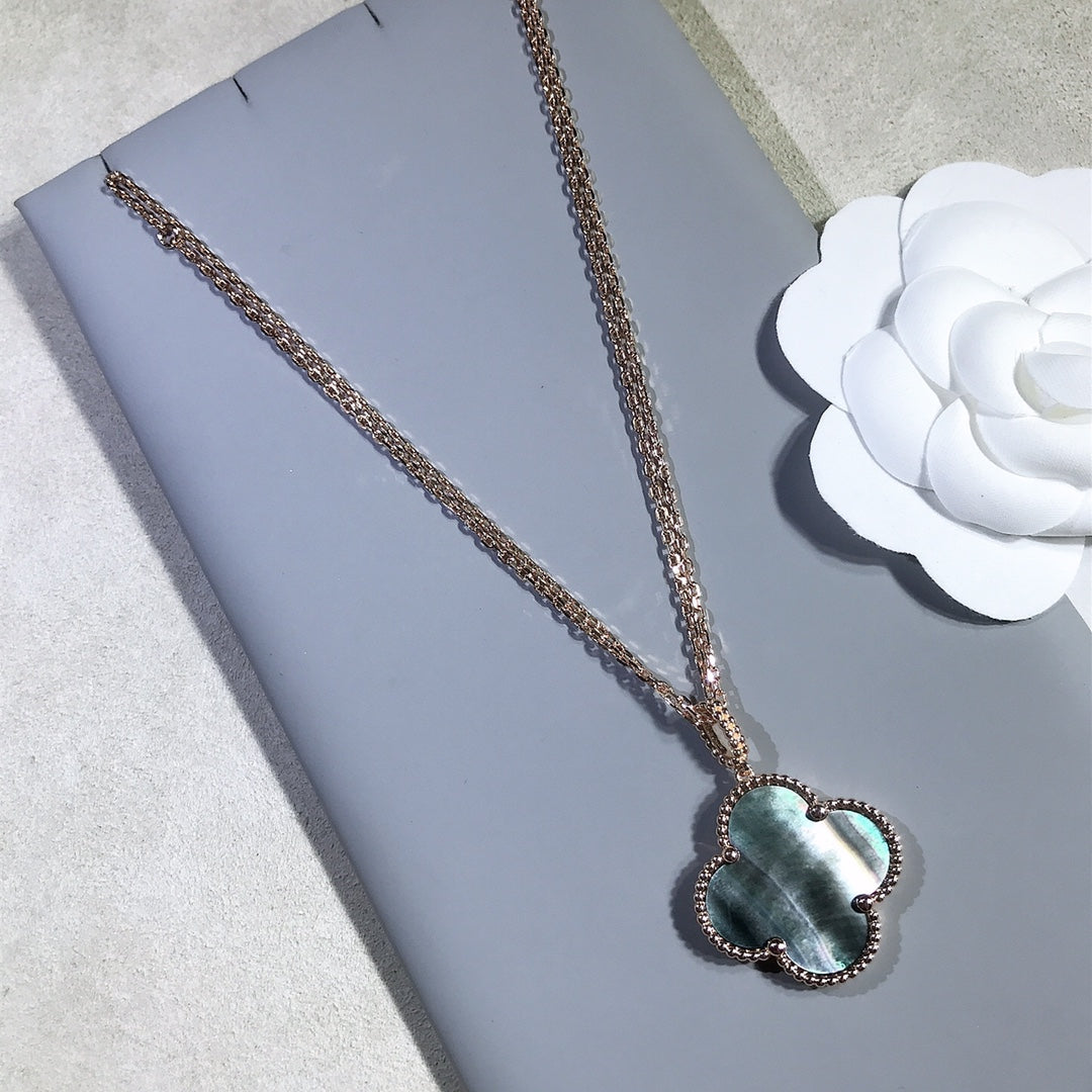 [Eterna Jewels]CLOVER 25MM GOLD DARK MOP BIG CLOVER NECKLACE
