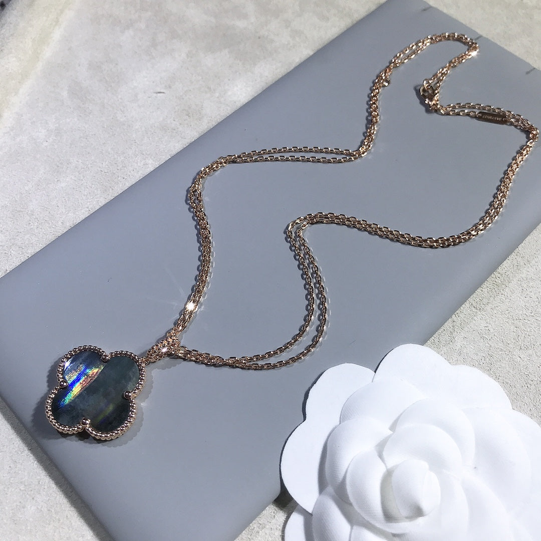 [Eterna Jewels]CLOVER 25MM GOLD DARK MOP BIG CLOVER NECKLACE