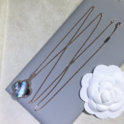 [Eterna Jewels]CLOVER 25MM GOLD DARK MOP BIG CLOVER NECKLACE