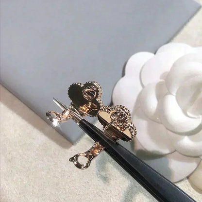 [Eterna Jewels]CLOVER MEDIUM 1 MOTIFS  PINK MOP DIAMOND EARRINGS