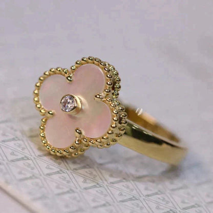 [Eterna Jewels]CLOVER PINK MOP RING GOLD DIAMOND