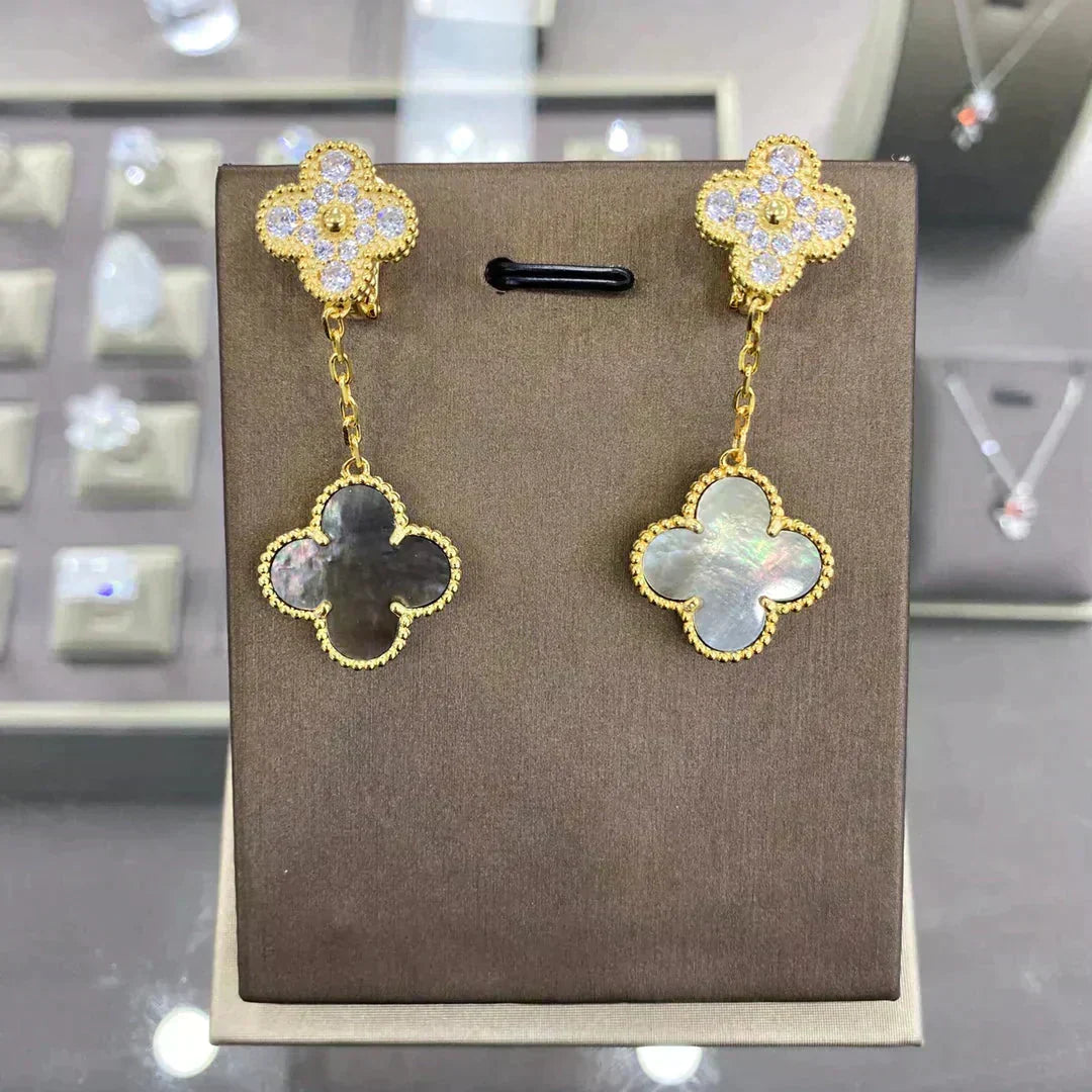 [Eterna Jewels]CLOVER  2 MOTIFS  DIAMOND  EARRINGS (MULTIPLE CHOICESç´