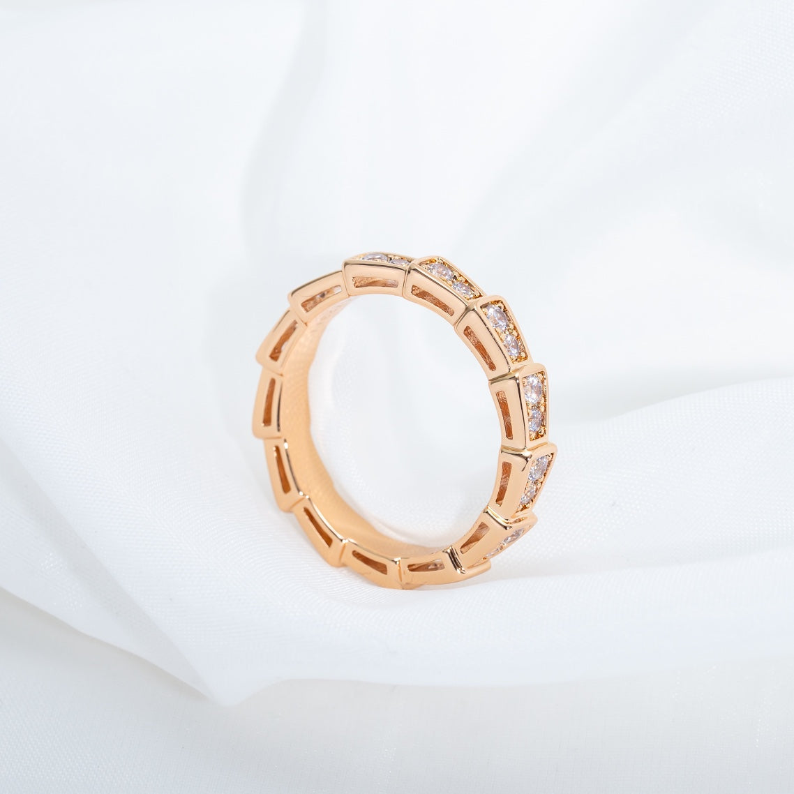 [Eterna Jewels]SERPENTI RING PINK GOLD DIAMOND PAVED 3MM