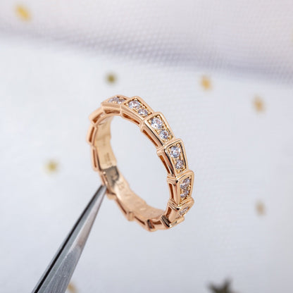 [Eterna Jewels]SERPENTI RING PINK GOLD DIAMOND PAVED 3MM