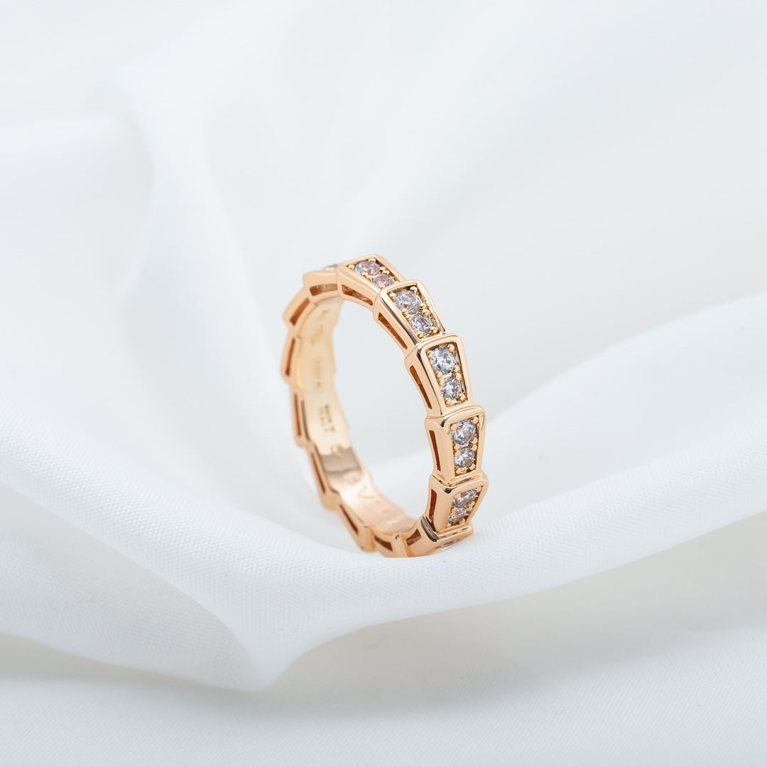 [Eterna Jewels]SERPENTI RING PINK GOLD DIAMOND PAVED 3MM