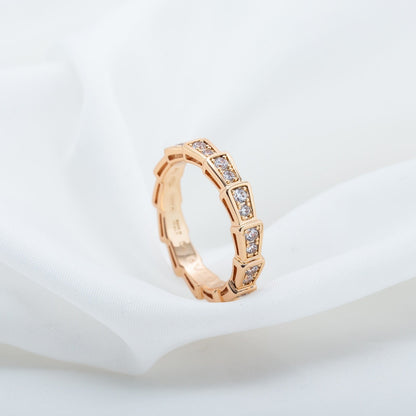 [Eterna Jewels]SERPENTI RING PINK GOLD DIAMOND PAVED 3MM