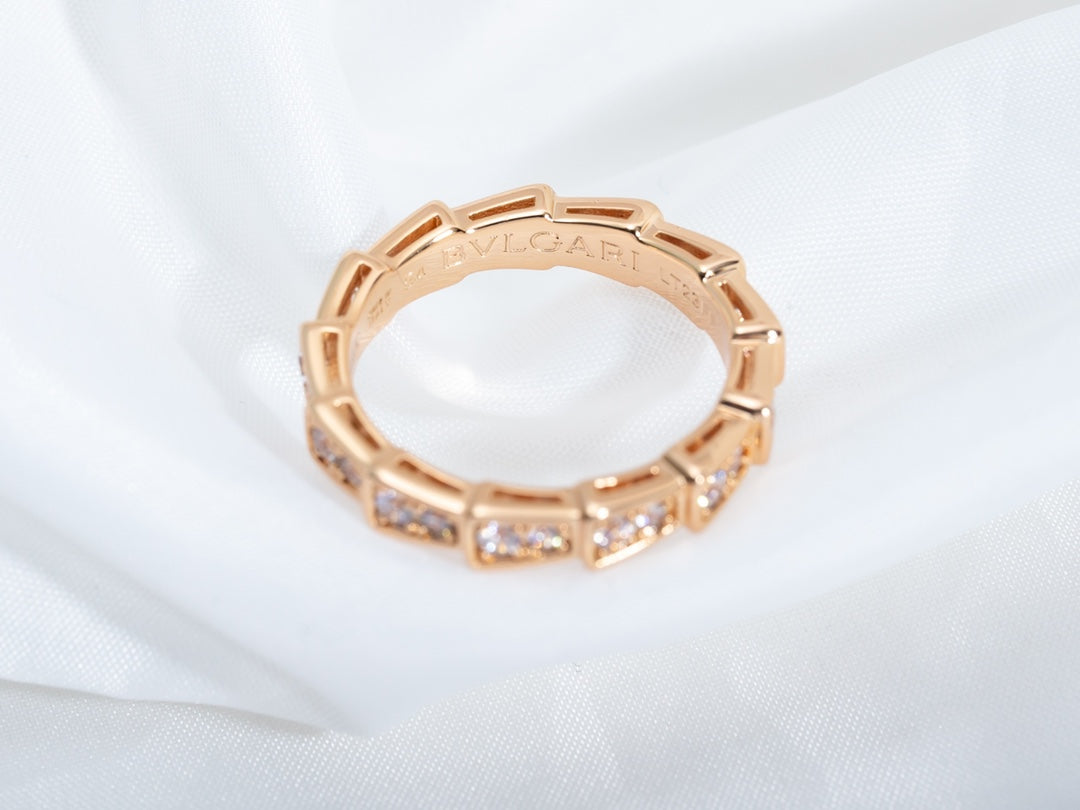 [Eterna Jewels]SERPENTI RING PINK GOLD DIAMOND PAVED 3MM