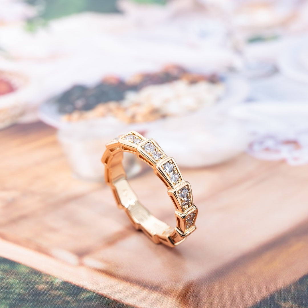 [Eterna Jewels]SERPENTI RING PINK GOLD DIAMOND PAVED 3MM