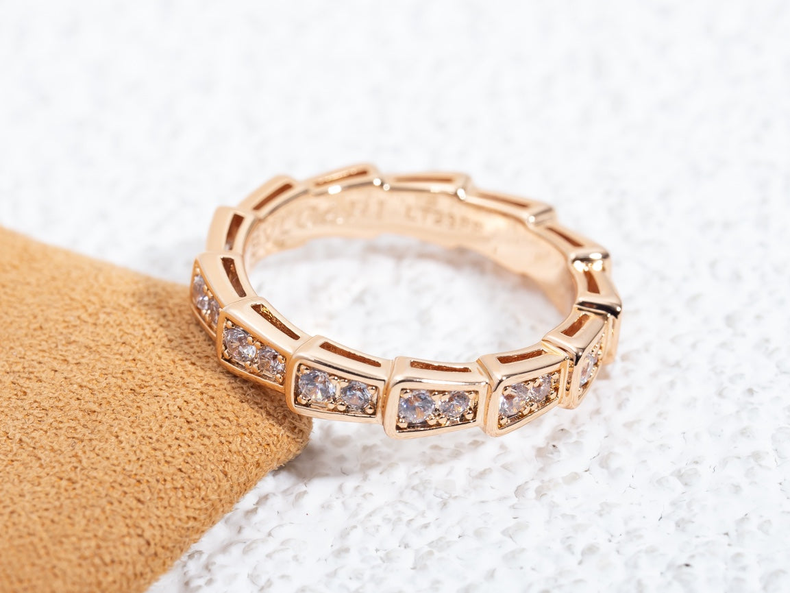 [Eterna Jewels]SERPENTI RING PINK GOLD DIAMOND PAVED 3MM