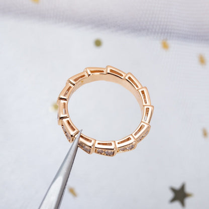 [Eterna Jewels]SERPENTI RING PINK GOLD DIAMOND PAVED 3MM