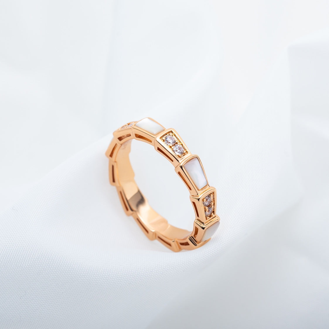 [Eterna Jewels]SERPENTI RING PINK GOLD DIAMOND MOP 3MM
