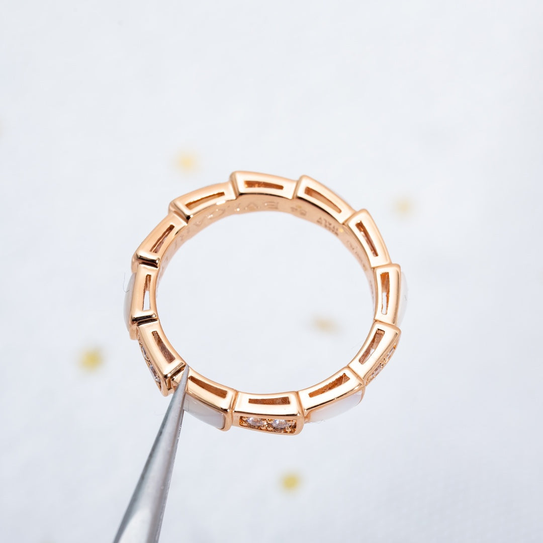 [Eterna Jewels]SERPENTI RING PINK GOLD DIAMOND MOP 3MM