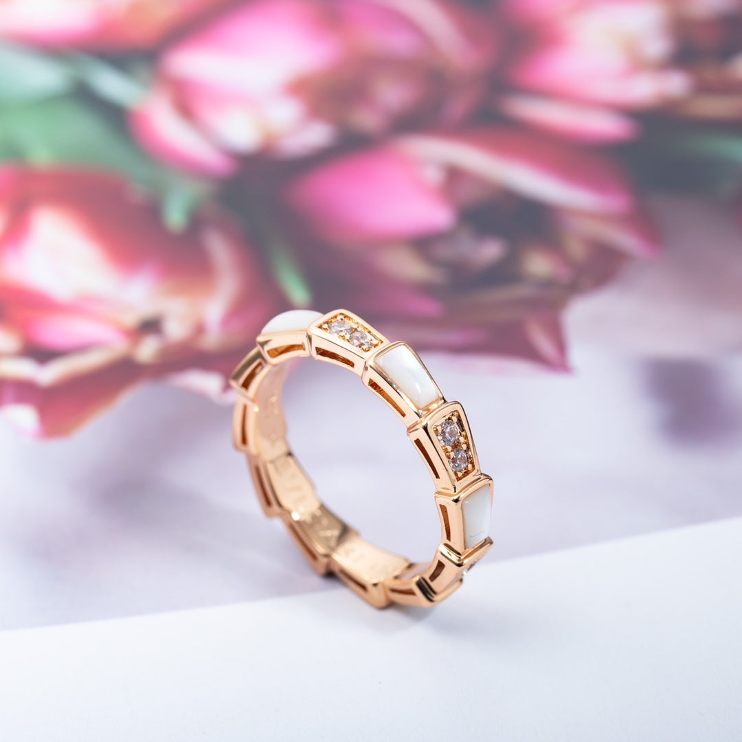 [Eterna Jewels]SERPENTI RING PINK GOLD DIAMOND MOP 3MM