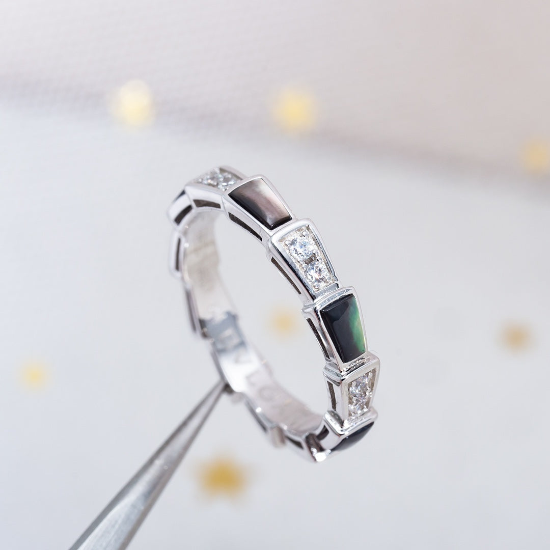 [Eterna Jewels]SERPENTI RING SILVER  DIAMOND BLACK MOP 3MM