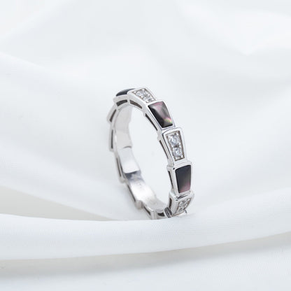 [Eterna Jewels]SERPENTI RING SILVER  DIAMOND BLACK MOP 3MM
