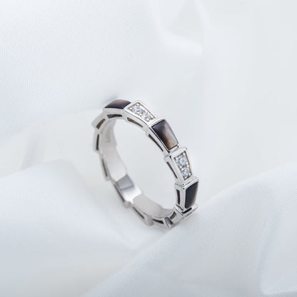 [Eterna Jewels]SERPENTI RING SILVER  DIAMOND BLACK MOP 3MM