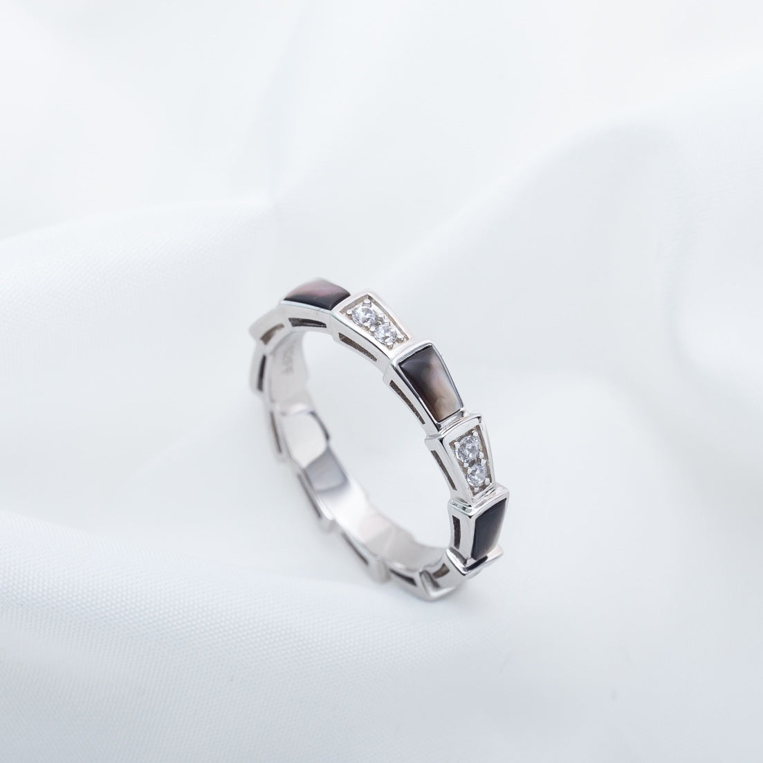 [Eterna Jewels]SERPENTI RING SILVER  DIAMOND BLACK MOP 3MM