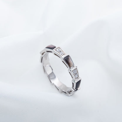 [Eterna Jewels]SERPENTI RING SILVER  DIAMOND BLACK MOP 3MM