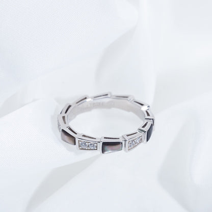 [Eterna Jewels]SERPENTI RING SILVER  DIAMOND BLACK MOP 3MM