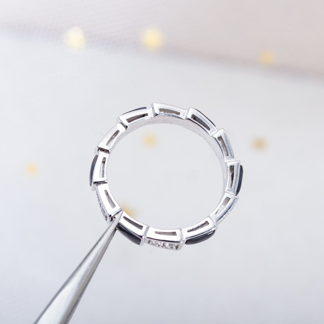 [Eterna Jewels]SERPENTI RING SILVER  DIAMOND BLACK MOP 3MM