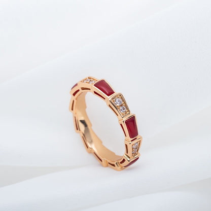 [Eterna Jewels]SERPENTI RING PINK GOLD CARNELIAN DIAMOND 3MM