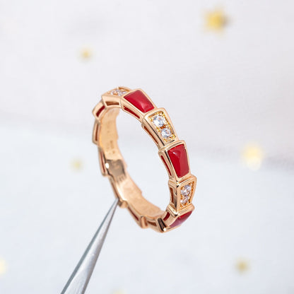 [Eterna Jewels]SERPENTI RING PINK GOLD CARNELIAN DIAMOND 3MM