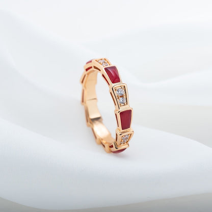 [Eterna Jewels]SERPENTI RING PINK GOLD CARNELIAN DIAMOND 3MM