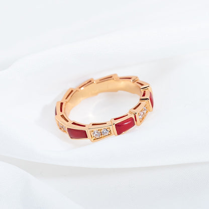 [Eterna Jewels]SERPENTI RING PINK GOLD CARNELIAN DIAMOND 3MM
