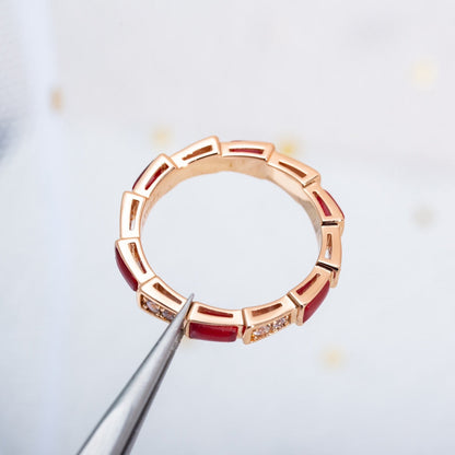 [Eterna Jewels]SERPENTI RING PINK GOLD CARNELIAN DIAMOND 3MM