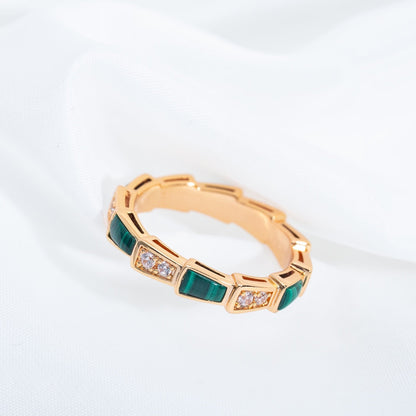[Eterna Jewels]SERPENTI RING PINK GOLD MALACHITE DIAMOND 3MM