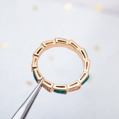 [Eterna Jewels]SERPENTI RING PINK GOLD MALACHITE DIAMOND 3MM