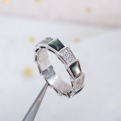 [Eterna Jewels]SERPENTI RING SILVER DIAMOND BLACK MOP 4MM