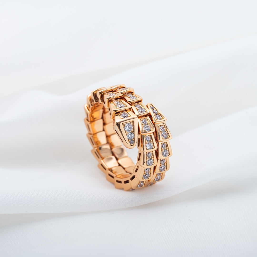[Eterna Jewels]SERPENTI RING PINK GOLD DIAMOND DOUBLE ROW