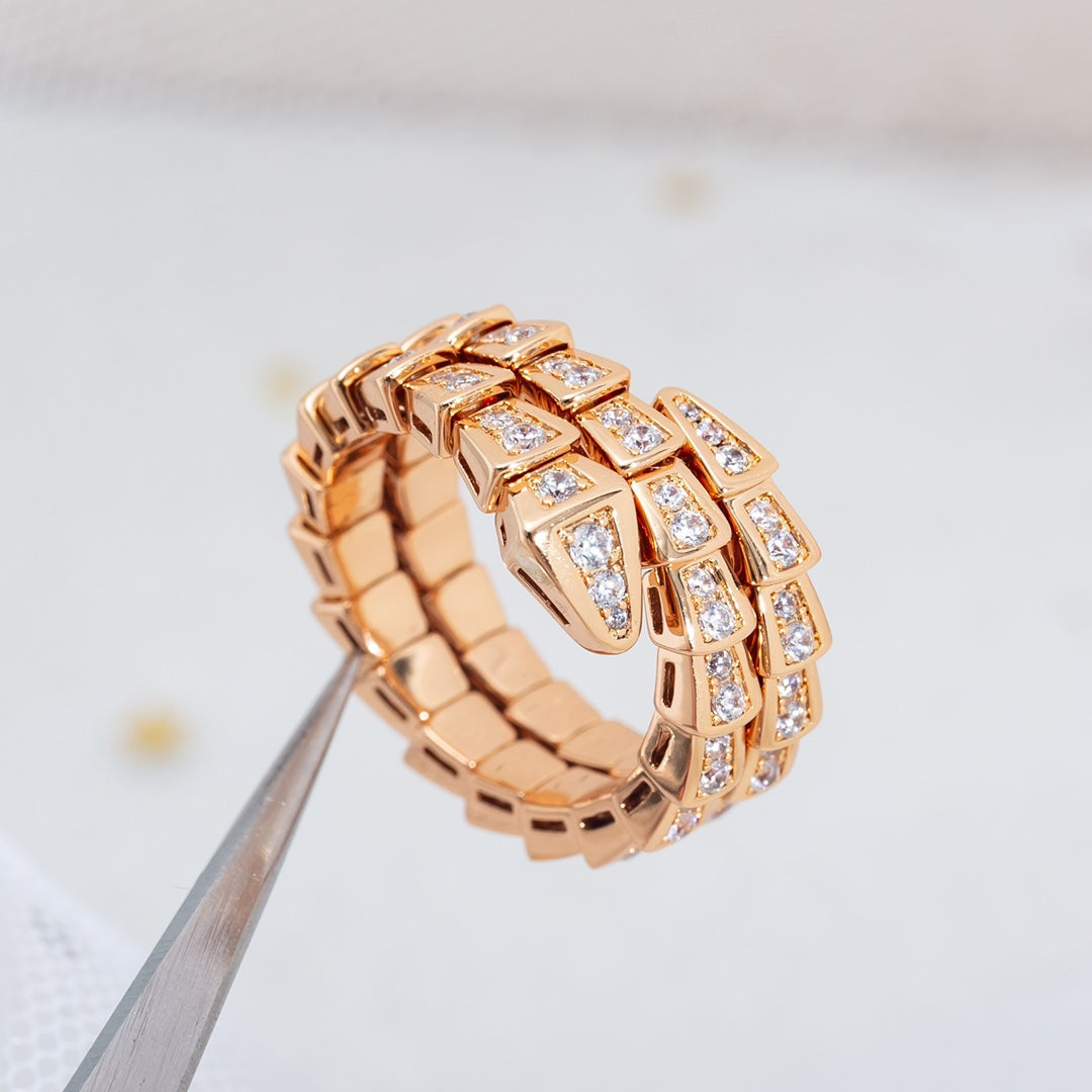 [Eterna Jewels]SERPENTI RING PINK GOLD DIAMOND DOUBLE ROW