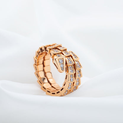[Eterna Jewels]SERPENTI RING PINK GOLD DIAMOND DOUBLE ROW