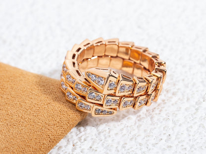 [Eterna Jewels]SERPENTI RING PINK GOLD DIAMOND DOUBLE ROW