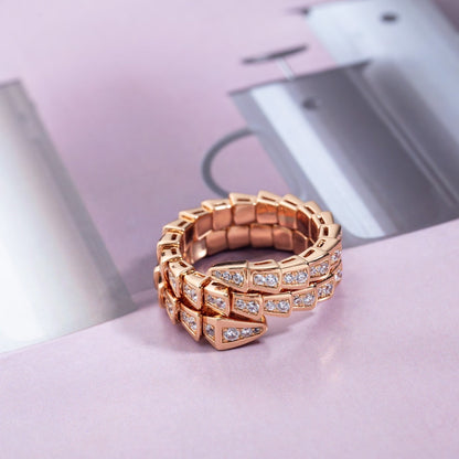 [Eterna Jewels]SERPENTI RING PINK GOLD DIAMOND DOUBLE ROW