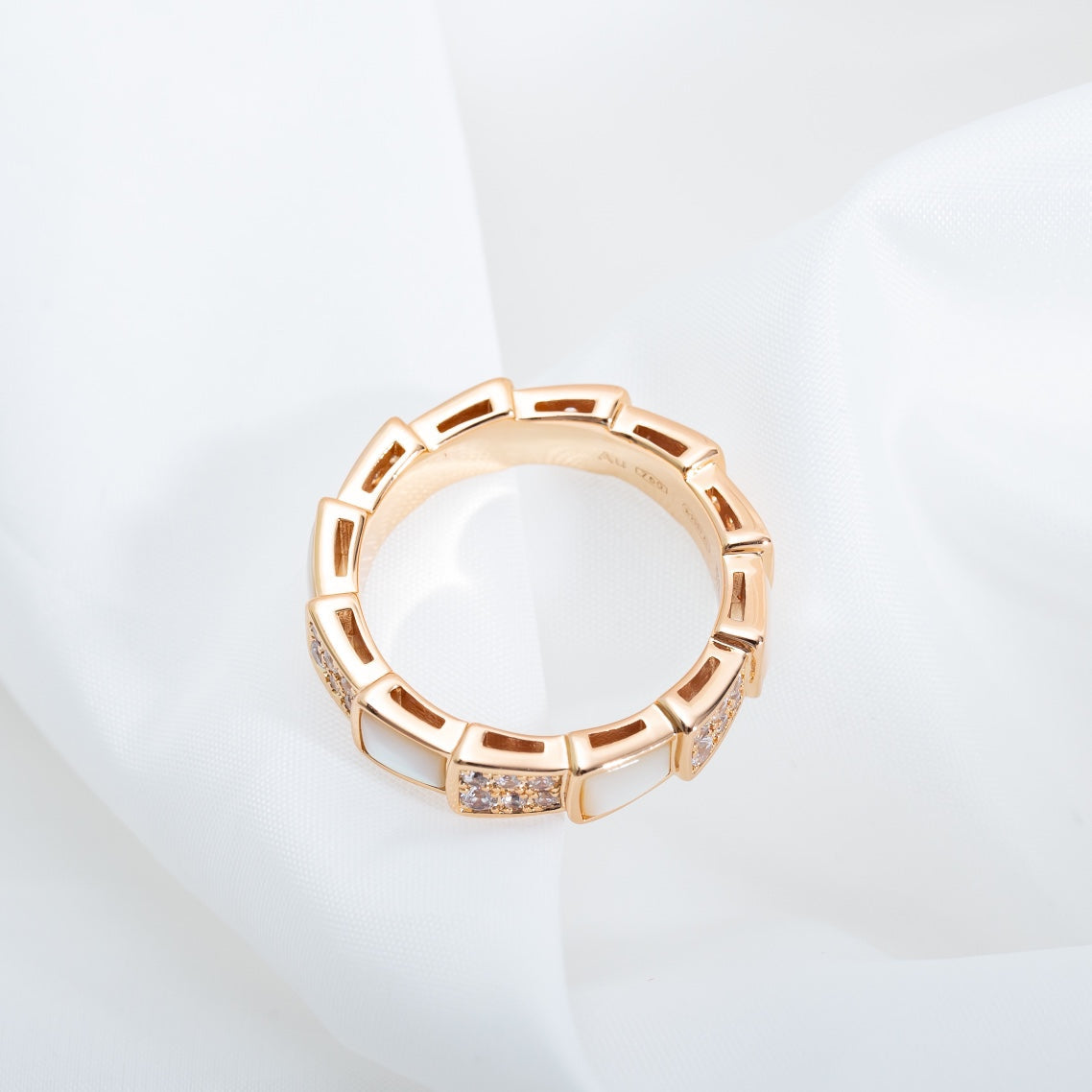 [Eterna Jewels]SERPENTI RING PINK GOLD MOP DIAMOND PAVED 4MM