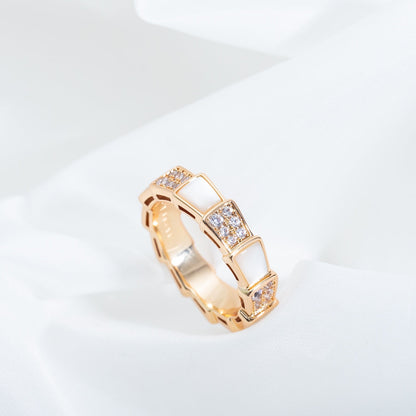 [Eterna Jewels]SERPENTI RING PINK GOLD MOP DIAMOND PAVED 4MM