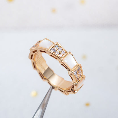 [Eterna Jewels]SERPENTI RING PINK GOLD MOP DIAMOND PAVED 4MM