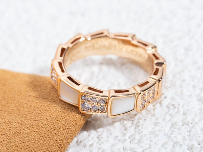 [Eterna Jewels]SERPENTI RING PINK GOLD MOP DIAMOND PAVED 4MM