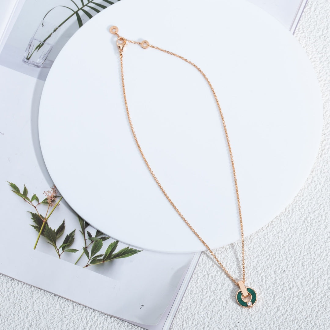 [Eterna Jewels]GARI NECKLACE PINK GOLD MALACHITE