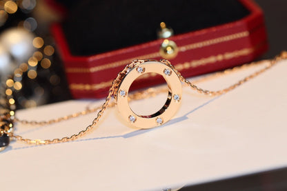 [Eterna Jewels]LOVE NECKLACE 16MM 6 DIAMONDS PINK GOLD