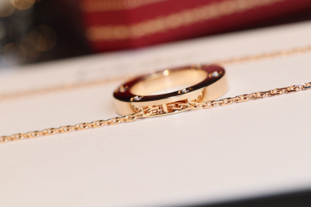 [Eterna Jewels]LOVE NECKLACE 16MM 6 DIAMONDS PINK GOLD