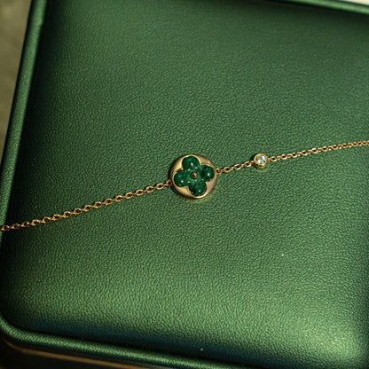 [Eterna Jewels]SUN MALACHITE 1 DIAMOND PINK GOLD BRACELET