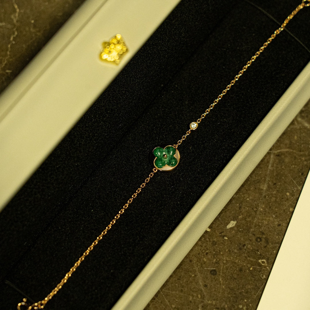 [Eterna Jewels]SUN MALACHITE 1 DIAMOND PINK GOLD BRACELET