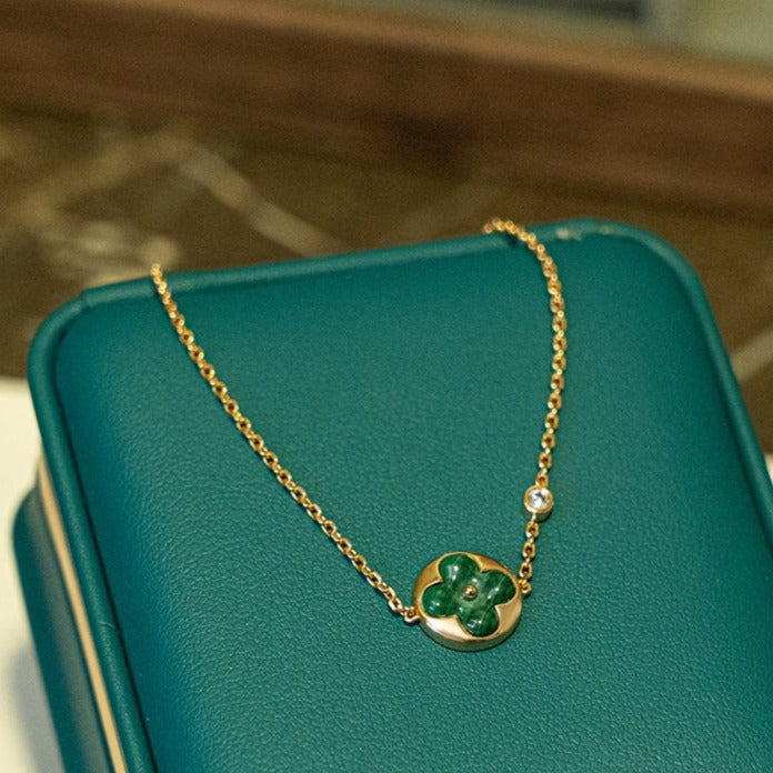 [Eterna Jewels]SUN MALACHITE 1 DIAMOND PINK GOLD BRACELET