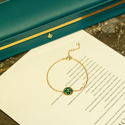 [Eterna Jewels]SUN MALACHITE 1 DIAMOND PINK GOLD BRACELET