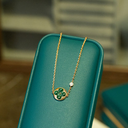 [Eterna Jewels]SUN MALACHITE 1 DIAMOND PINK GOLD BRACELET